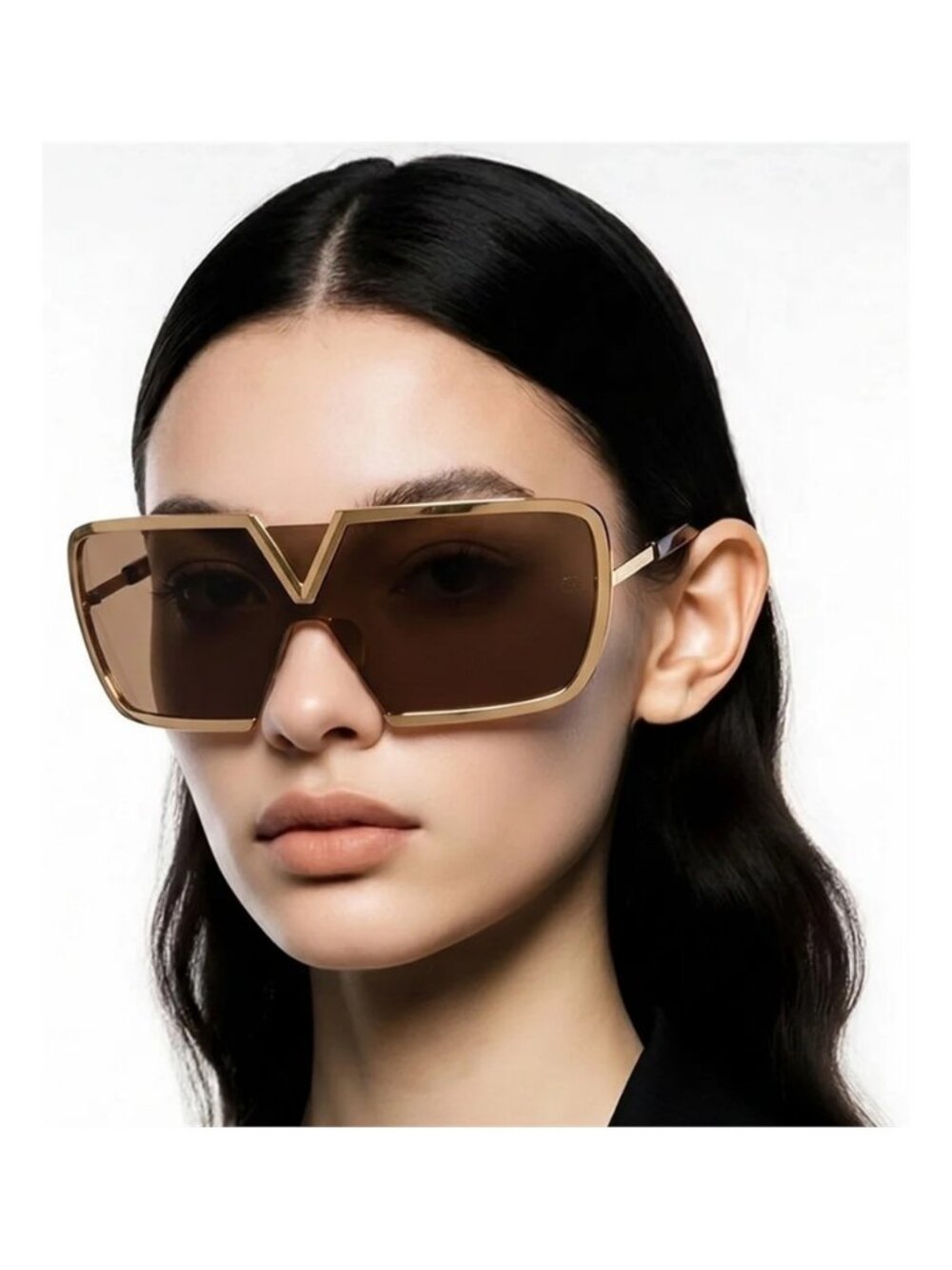 New Authentic Valentino V-Romask Oversized Sunglasses – Light Gold Titanium, Uni